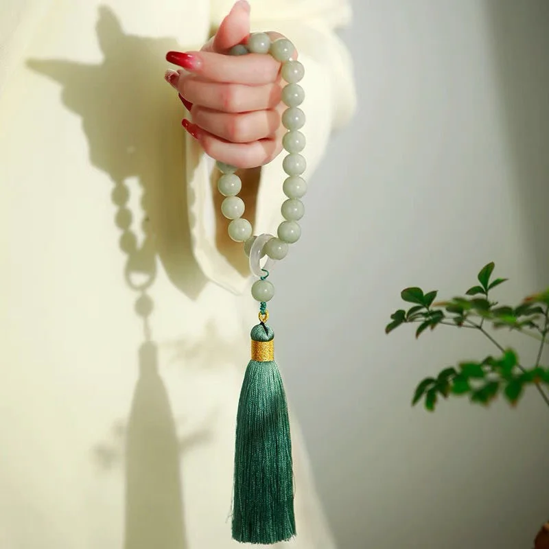 녹색 옥 스톤 비즈 태슬 팔찌 목걸이, 티베트 불교 말 - Beading 리뷰 및 가격